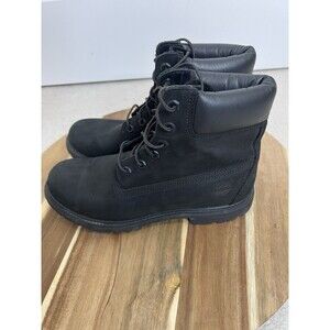Timberland Premium 6 inch Womens Boots Size 10 M Black Nubuck Waterproof 8658A